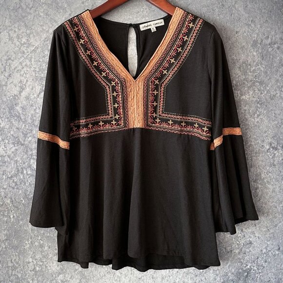 Absolutely Famous Tunic Style Embroidered Blouse, XL - Picture 1 of 4